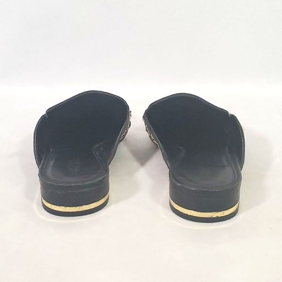 Michael Kors Star NATASHA Slide-On Mules Womens Sz 7.5 Black Leather Star Studs - Picture 6 of 16